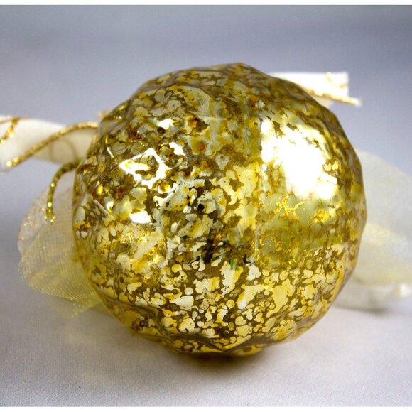 Zorza Glassworks Mouthblown Gold Glass Holiday Ornament Poland w/Box - Picture 4 of 9